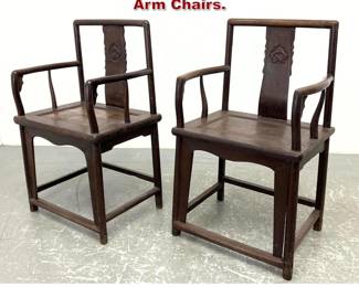 Lot 1618 Pair Antique Chinese Scholar Arm Chairs. 