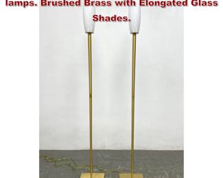 Lot 1215 Pair Holtkoetter Leuchten floor lamps. Brushed Brass with Elongated Glass Shades. 