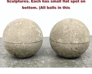 Lot 1526 Pair 12 inch Concrete Garden Ball Sculptures. Each has small flat spot on bottom. All balls in this