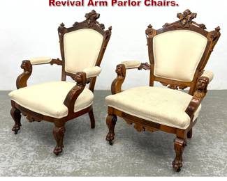Lot 1657 Pair John Jeliff Renaissance Revival Arm Parlor Chairs.