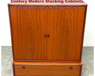 Lot 1362 MAURICE VALLENCY 2 Part Mid Century Modern Stacking Cabinets. Entertainment Cabinet. Label. 