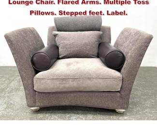 Lot 1379 THAYER COGGIN Contemporary Lounge Chair. Flared Arms. Multiple Toss Pillows. Stepped feet. Label. 