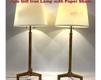 Lot 1237 Pair of Visual Comfort Giacometti style Gilt Iron Lamp with Paper Shade
