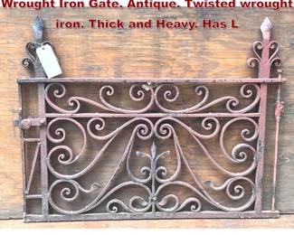 Lot 1473 Heavy Sam Yellin Attributed Wrought Iron Gate. Antique. Twisted wrought iron. Thick and Heavy. Has L