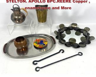 Lot 1697 Mid Century Metal Tableware Lot. STELTON. APOLLO BPC.REERE Copper , enamelware and More