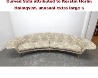 Lot 1239 Mid Century Modern Swedish Curved Sofa attributed to Kerstin Horlin Holmqvist. unusual extra large s