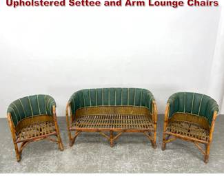 Lot 1566 40s Art Deco Bent Bamboo Upholstered Settee and Arm Lounge Chairs