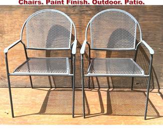Lot 1484 Pr Iron Diamond Mesh Outdoor Arm Chairs. Paint Finish. Outdoor. Patio. 