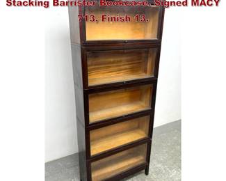 Lot 1659 MACY 86 inch Walnut 5 stack Stacking Barrister Bookcase. Signed MACY 713, Finish 13.