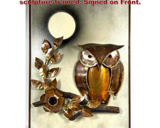 Lot 1429 Kovacs 73 Owl Copper wall sculpture framed. Signed on Front.