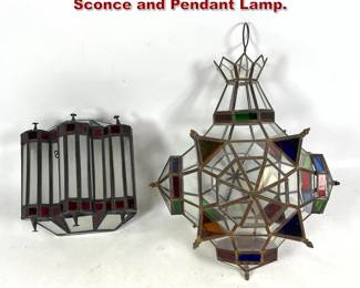 Lot 1682 2pcs Arabesque Style Lighting. Sconce and Pendant Lamp. 