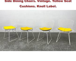Lot 1236 Set 4 HARRY BERTOIA for KNOLL Side Dining Chairs. Vintage. Yellow Seat Cushions. Knoll Label. 