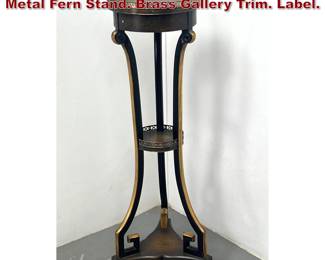 Lot 1598 THEODORE ALEXANDER Wood Metal Fern Stand. Brass Gallery Trim. Label. 