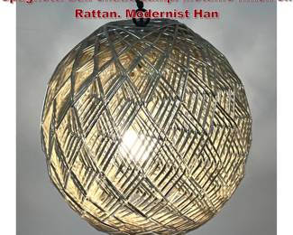 Lot 1209 Woven Triangular Pattern Plastic Spaghetti Ball Shade Lamp. Metallic finish on Rattan. Modernist Han