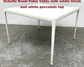 Lot 1226 Mid Century Modern Richard Schultz Knoll Patio Table with white finish and white porcelain top 