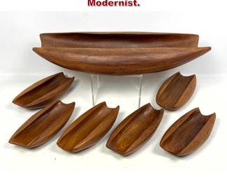 Lot 1690 Set 7 Carved Wood Bowls. Modernist. 