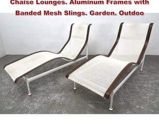 Lot 1227 Pr RICHARD SCHULTZ Modernist Chaise Lounges. Aluminum Frames with Banded Mesh Slings. Garden. Outdoo
