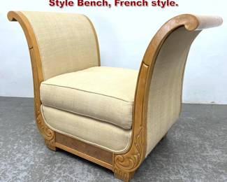 Lot 1586 Oversized Large Sleigh Arm Deco Style Bench, French style. 