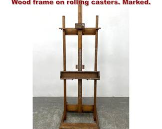 Lot 1640 ANCO BILT Industrial Wood Easel. Wood frame on rolling casters. Marked. 
