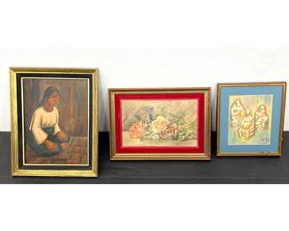 Lot 1757 3pcs Original Signed Paintings. 