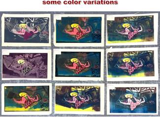 Lot 1256 Set 9 Signed and Titled Prints some color variations 