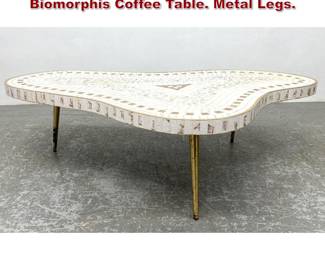 Lot 1402 50s Modern Mosaic Tile Top Biomorphis Coffee Table. Metal Legs.