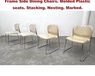 Lot 1293 Set 4 NOVA DSM400K Chrome Frame Side Dining Chairs. Molded Plastic seats. Stacking. Nesting. Marked.