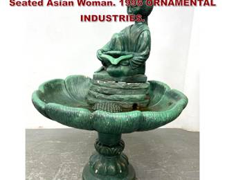 Lot 1466 Painted Cement Water Fountain. Seated Asian Woman. 1995 ORNAMENTAL INDUSTRIES. 