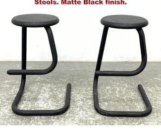 Lot 1326 Pr Tubular Metal Paperclip Bar Stools. Matte Black finish.