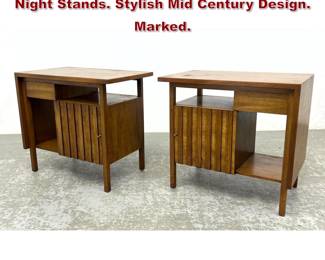 Lot 1286 Pr JOHN WIDDICOMB Side Tables Night Stands. Stylish Mid Century Design. Marked. 