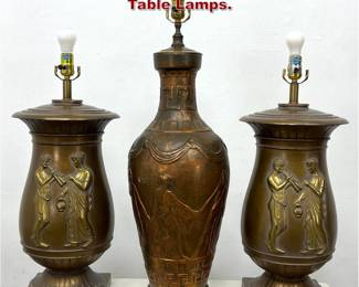 Lot 1425 3pcs Bronze Finished Classical Table Lamps. 