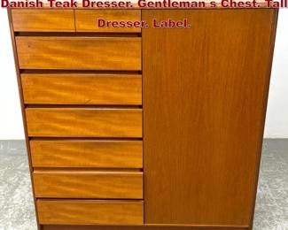 Lot 1255 NORDISK ANDELS Mid Century Danish Teak Dresser. Gentleman s Chest. Tall Dresser. Label. 