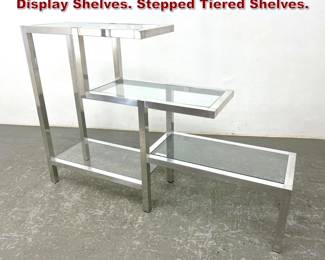 Lot 1538 Modernist Aluminum and Glass Display Shelves. Stepped Tiered Shelves. 