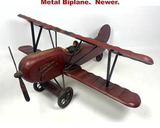 Lot 1727 Large Decorative Painted Wood and Metal Biplane. Newer.