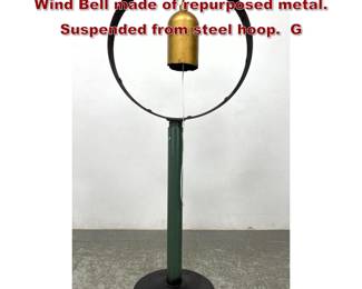 Lot 1456 Industrial Modernist Outdoor Gong. Wind Bell made of repurposed metal. Suspended from steel hoop. G