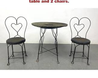 Lot 1509 Hairpin Cafe Dinette Set. Slate top table and 2 chairs. 