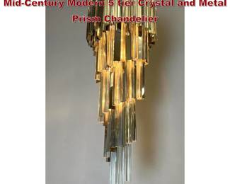 Lot 1233 1970s Venini Style Italian Vintage MidCentury Modern 5 tier Crystal and Metal Prism Chandelier 