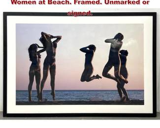 Lot 1433 Large Printed Photo of Nude Women at Beach. Framed. Unmarked or signed. 