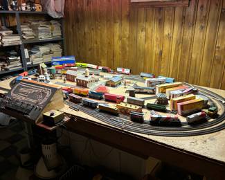 Vintage trains and train table