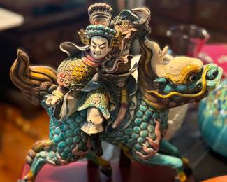 Antique Chinese roof tile figure on horse