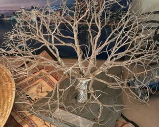 Mid century modern metal tree on slate by Adams