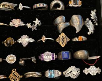 Hundreds of beautiful sterling / Mexican silver rings