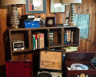 Record player, mid century modern lamps