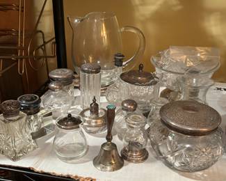 Sterling silver slat / pepper, serving containers / pitcher