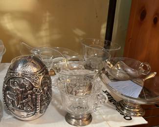 Sterling siver egg, serving pieces 