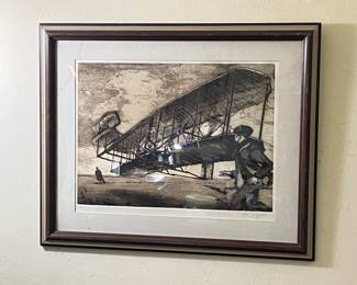 Michael Jacques Etching Vintage Aviation Flight