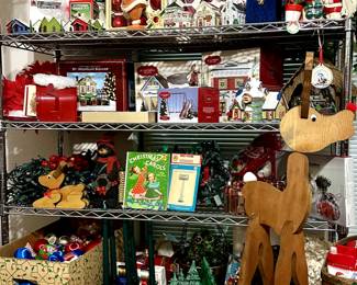 Vintage Christmas decorations, department 56 village collectibles, etc. 