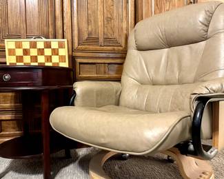 Leather chair with matching foot stool