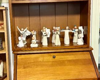 Vintage writing desk and cabinet, antique collectibles 