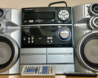 Vintage 5 disk CD and Cassette stereo system with remote, antenna, etc. 